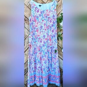 NWT Talbots Charming Floral Belted Voile Maxi Dress Size 16